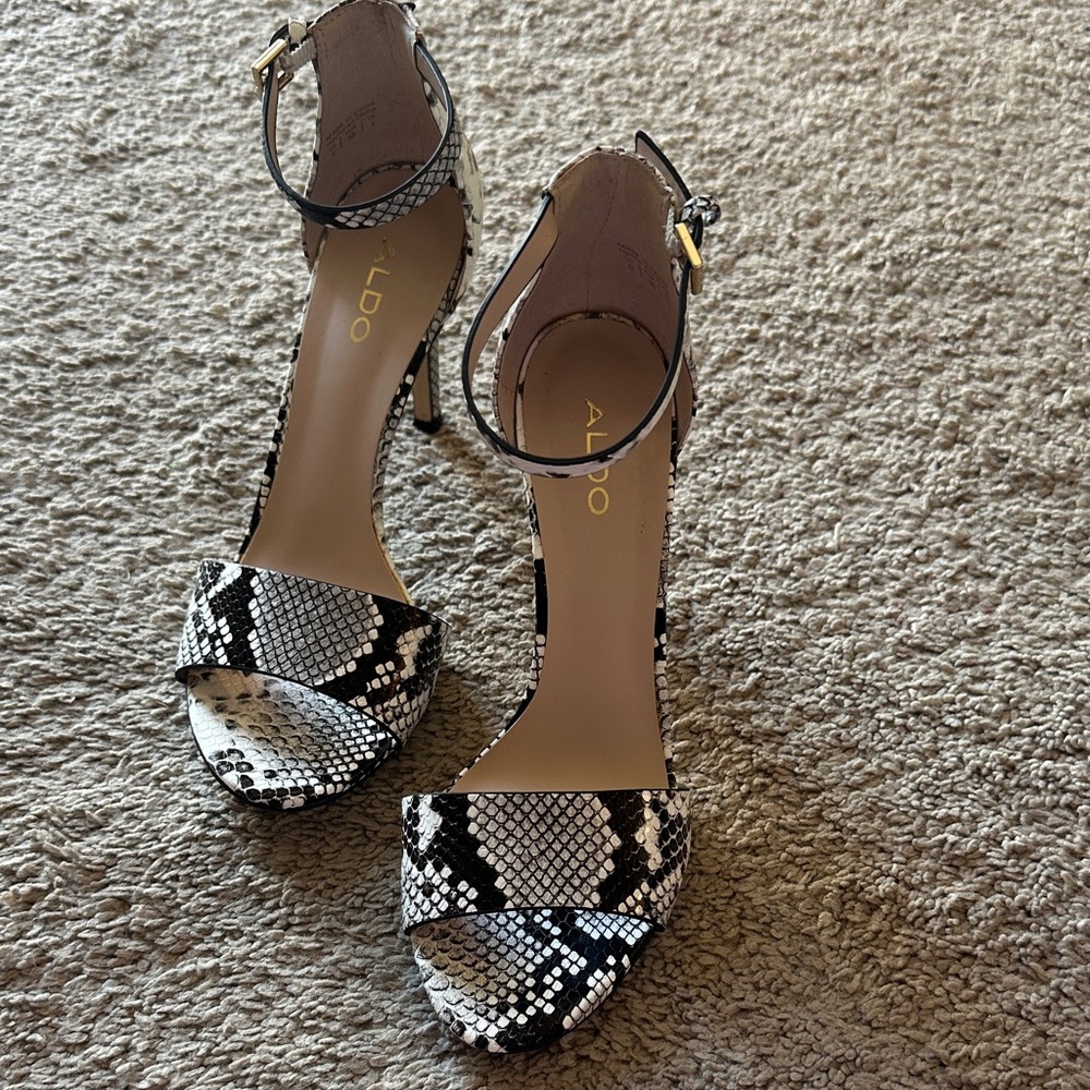 Aldo Monochrome Snake Print Heels